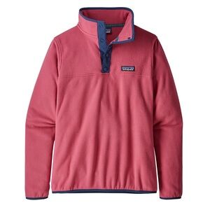 Patagonia Reef Pink Micro-D Snap-T Fleece Pullover with Blue Trim - Size M